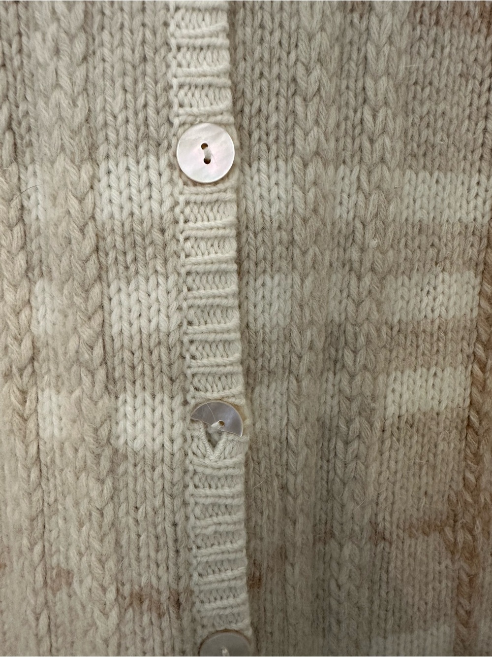Talbots Cream and Tan Plaid Button-Front Cardigan - Picture 3 of 6